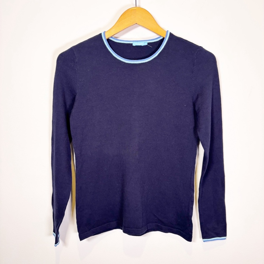 J. McLaughlin Cotton Blue Trim Sweater